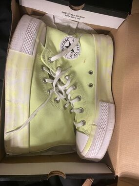 Converse Kids Lime High Top Sneakers with White Accents